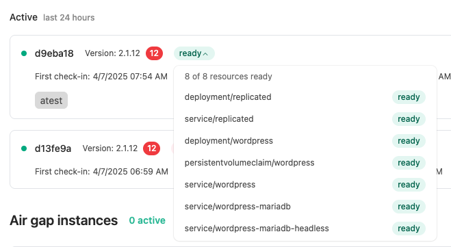 active and inactive instances